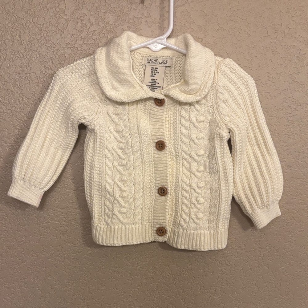 Rachel Zoe Ivory Knit Kids Cardigan